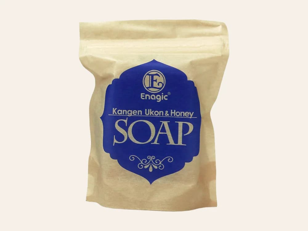 Kangen Ukon and Honey Soap packaging — Enagic turmeric and honey bar soap made in Okinawa